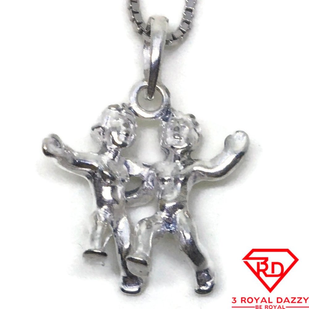 Gemini Zodiac 3D Pendant 925 Sterling Silver
